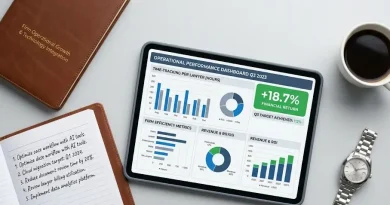 Socio de un bufete analizando gráficos de rentabilidad e informes de horas facturables en una hoja de cálculo digital.