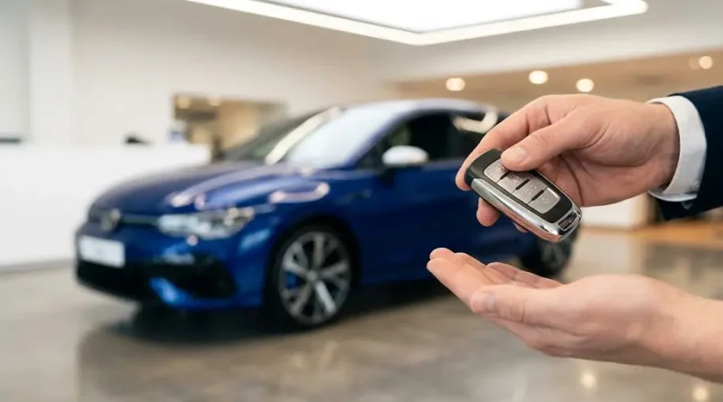 Detalle de la entrega de llaves al comprar autos 0km en Uruguay en un concesionario multimarca de confianza.