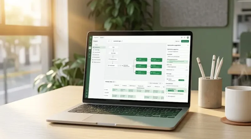 Analista de sistemas configurando un software de prevision operativa para una cadena de suministro.