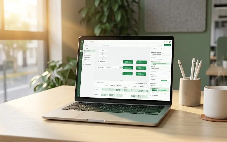 Analista de sistemas configurando un software de prevision operativa para una cadena de suministro.