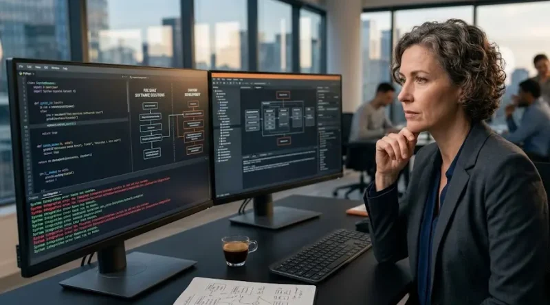 Un equipo de programadores frustrados al descubrir los límites de los copilotos de IA comerciales para integrar sistemas complejos.